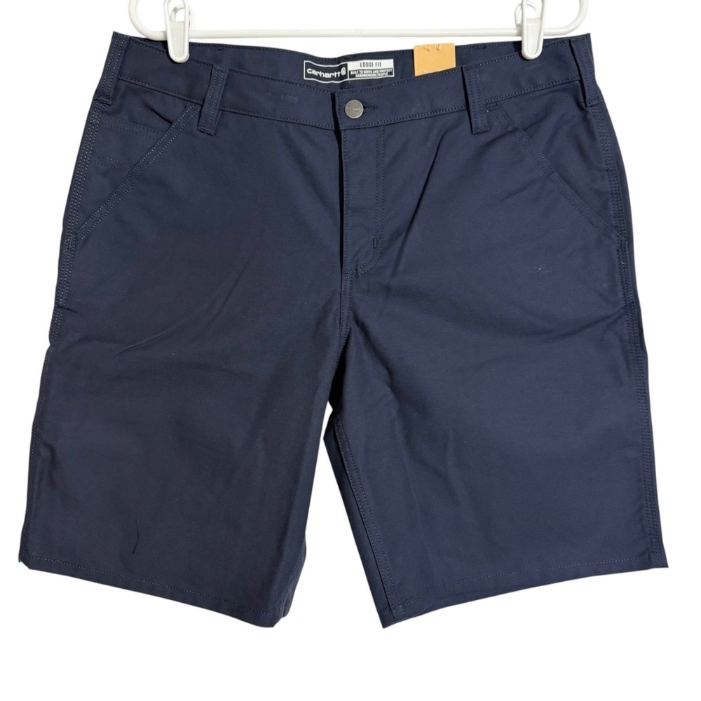 Carhartt Women's Rugged Flex Blue Canvas Work Shorts Size 14 NWT 10" Inseam